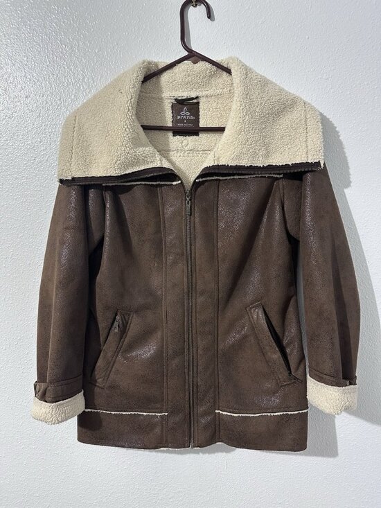 Prana Other - Prana Womens Med Faux Leather Fleece Shearling Full Zip Jacket Winter Snow